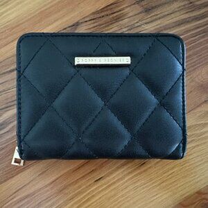 Quilted Black Wallet with Gold Accent